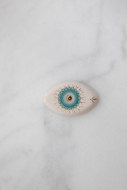 Mini Size Eye | WHITE - TURQUOISE | 10cmx5cm 