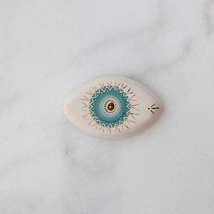 Mini Size Eye | WHITE - TURQUOISE | 10cmx5cm 